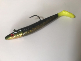 Motor Oil Yellow Tail Arctic Diamod Jig mit Gummischwanz 140g