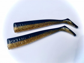 Tangdorsch 2er Set 14 cm Gummifisch Schwarz/Gold Glitter